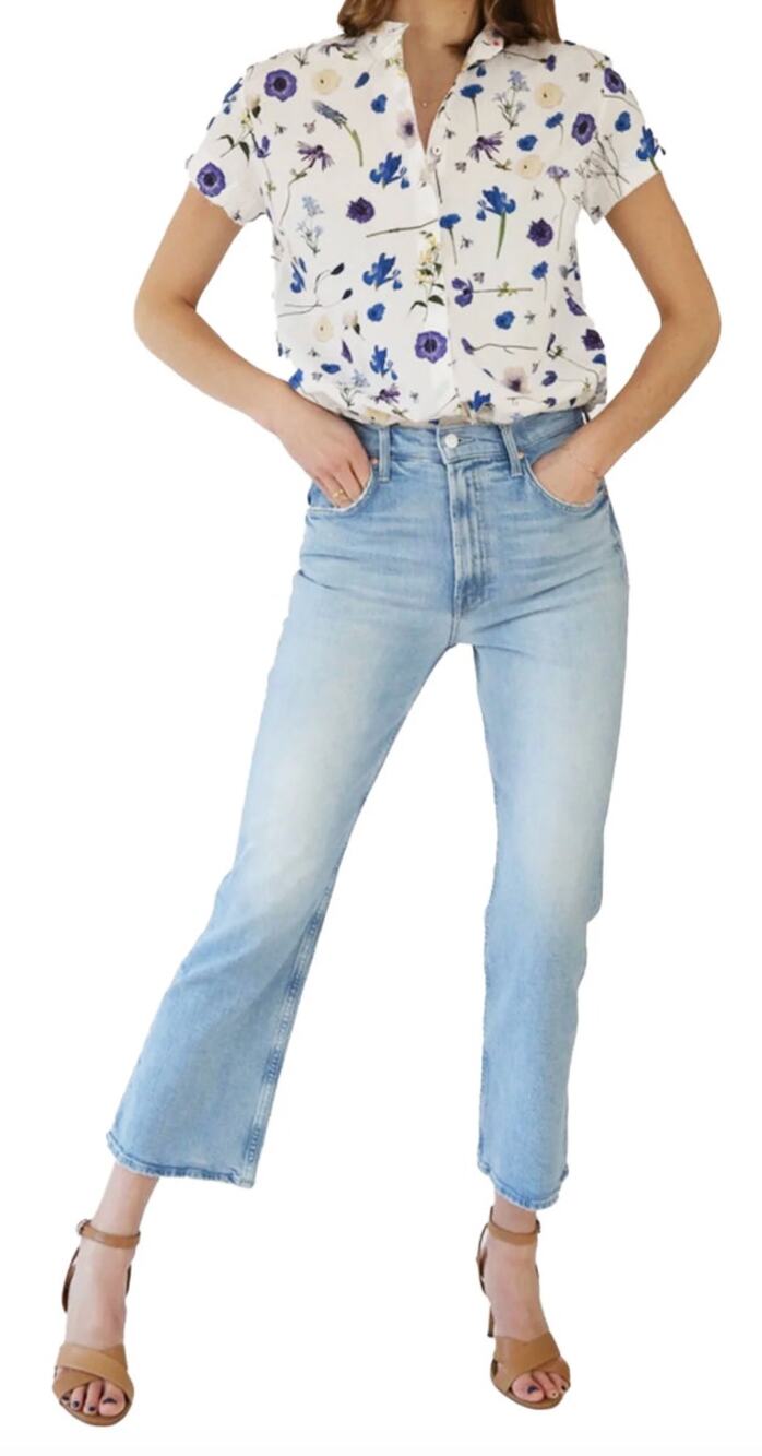 MOTHER Superior The Scooter Ankle Jeans Don't Be A Square Light Blue Size 24